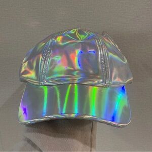 Disney Epcot Center Retro Logo Silver Holographic Mickey Ear Baseball Hat NWOT